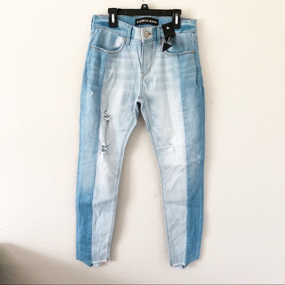 NWT Express Contrast Panel Destroyed Ankle Legging - Picture 2 of 8